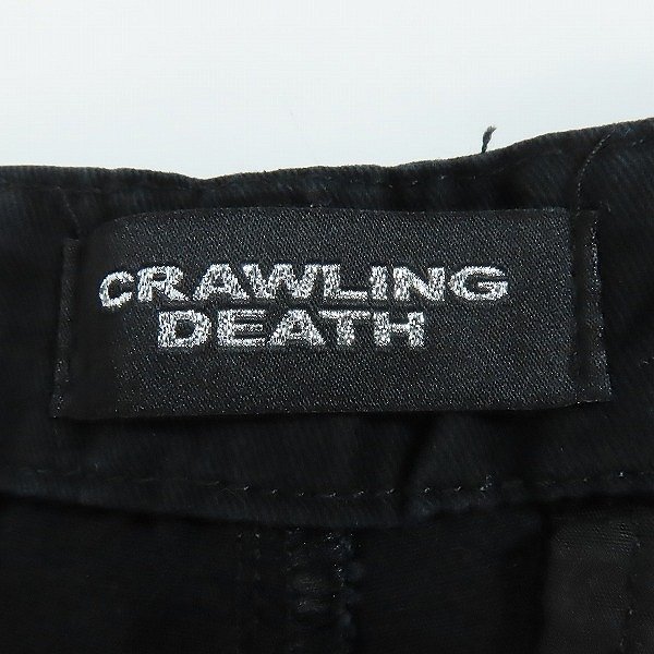 CRAWLING DEATH/クロージングデス BUTTERFLY WORK SHORTS バタフライ刺繍 ペイント加工デニム/L /000_画像3