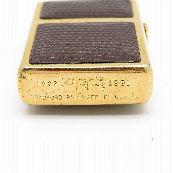 ZIPPO/ジッポー 両面 革 ダブルイヤーボトム 1932-1991 /91年製 /LPL_画像4