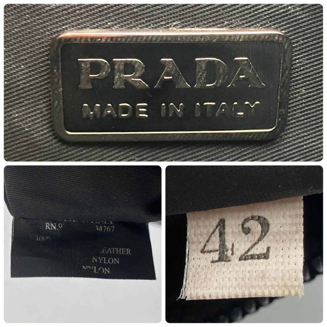 281 ★1円スタート★ 新品同様　PRADA プラダ アクセサリーポーチ ハンドバッグ ウール ホーボー レディース_画像9