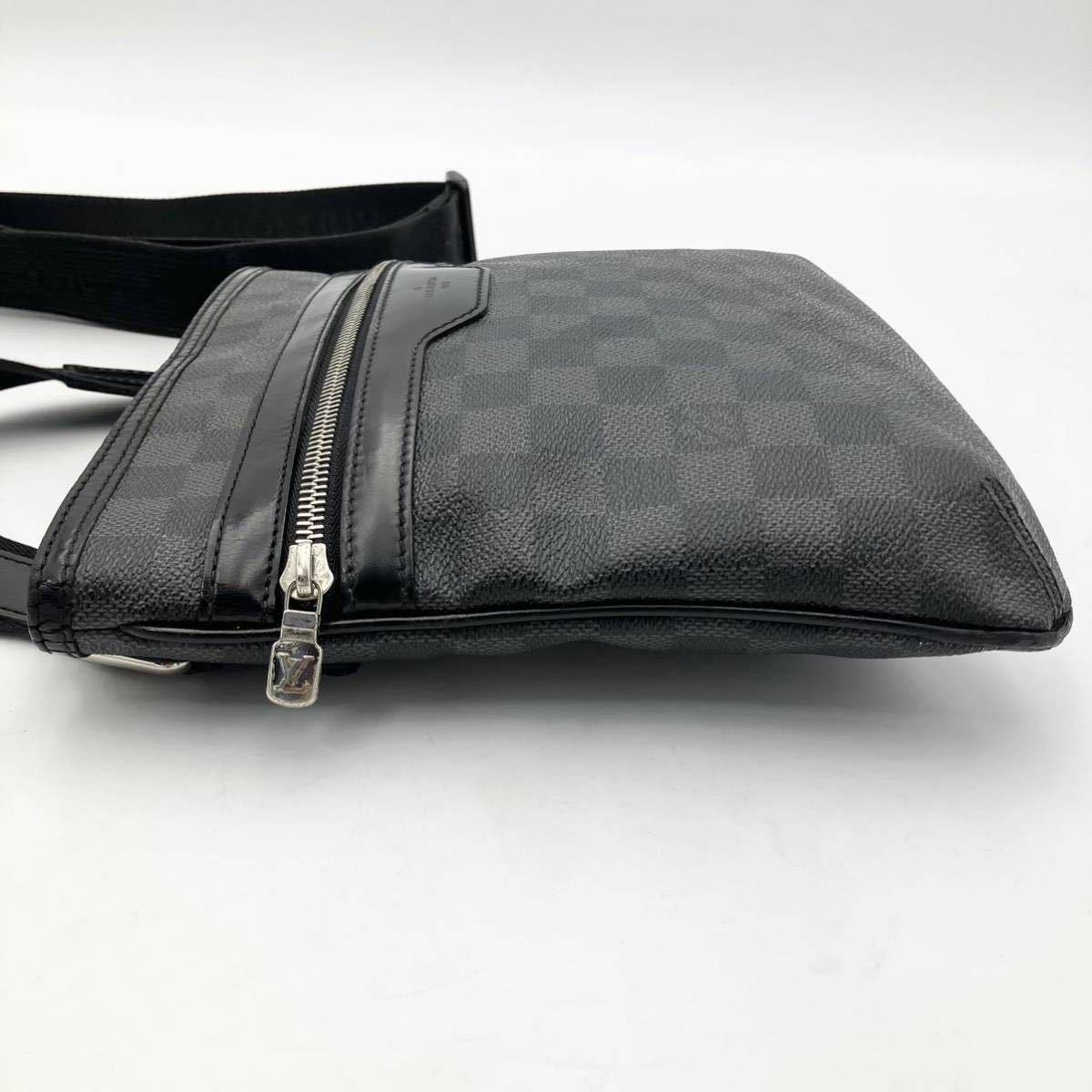 354 ★1円スタート★ 美品 LOUISVUITTON ルイヴィトン ダミエグラフィット トマスPM ショルダーバッグ レザー ブラック ビジネス メンズ_画像5