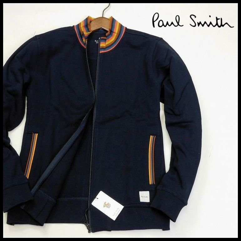 新品 1円～ ポールスミス ジップジャケット アーティストストライプ M 紺 スウェット Paul Smith メンズ 【2800】_画像1