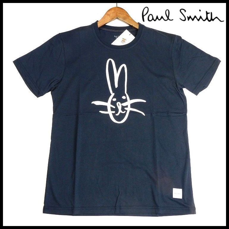 新品 即決 ポールスミス ラビット(うさぎ) 手書き風プリントＴシャツ M 紺 半袖カットソー Paul Smith メンズ 【9617】_画像1