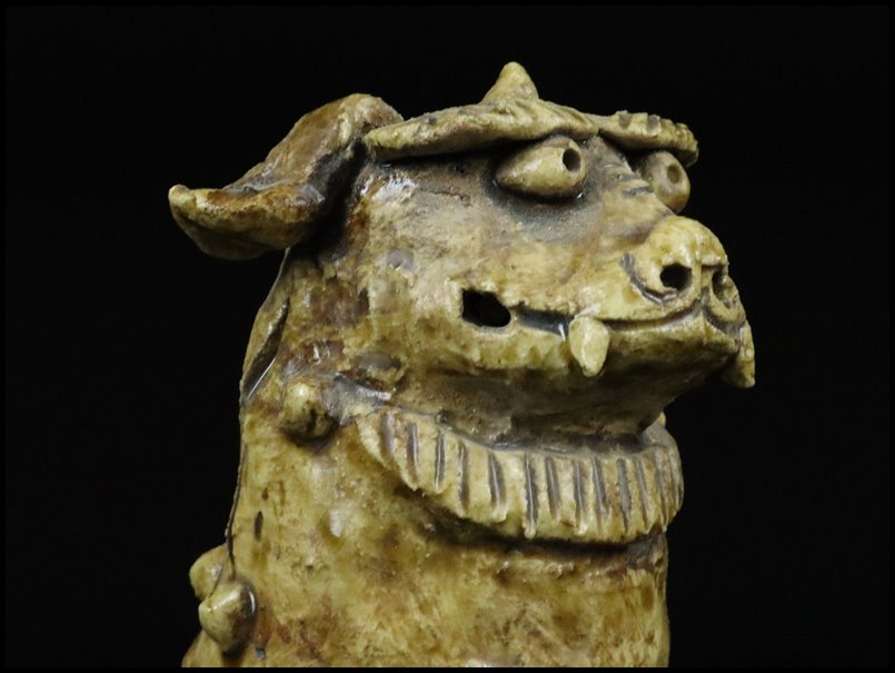 奇】時代物 江戸期 美濃焼 黄瀬戸 古瀬戸 獅子 狛犬 阿吽 一対 奇】時代物 江戸期 美濃焼 黄瀬戸 古瀬戸 獅子 狛犬 阿吽 一対