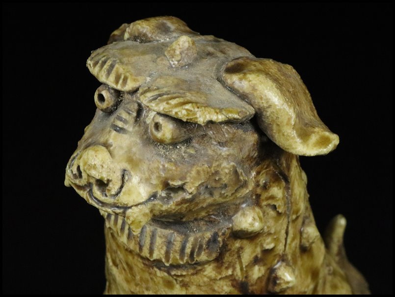 奇】時代物 江戸期 美濃焼 黄瀬戸 古瀬戸 獅子 狛犬 阿吽 一対 奇】時代物 江戸期 美濃焼 黄瀬戸 古瀬戸 獅子 狛犬 阿吽 一対