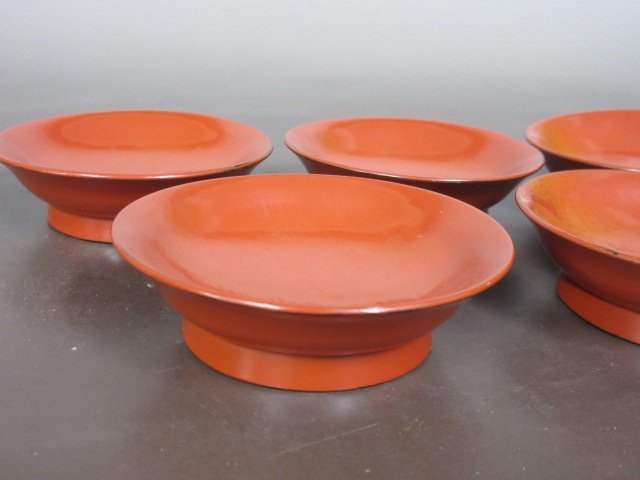 【再入荷!】 時代物 根来塗 盃五客 漆器 在印 諜子 牒子 箱・布付き 酒器 盆