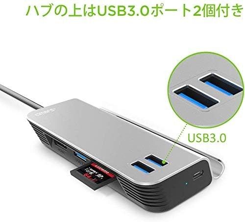 6-in-1 USB-C PD ハブ ドッキングステーション Omars 携帯ホルダー付 4K対応HDMI 60W出力 SDカード