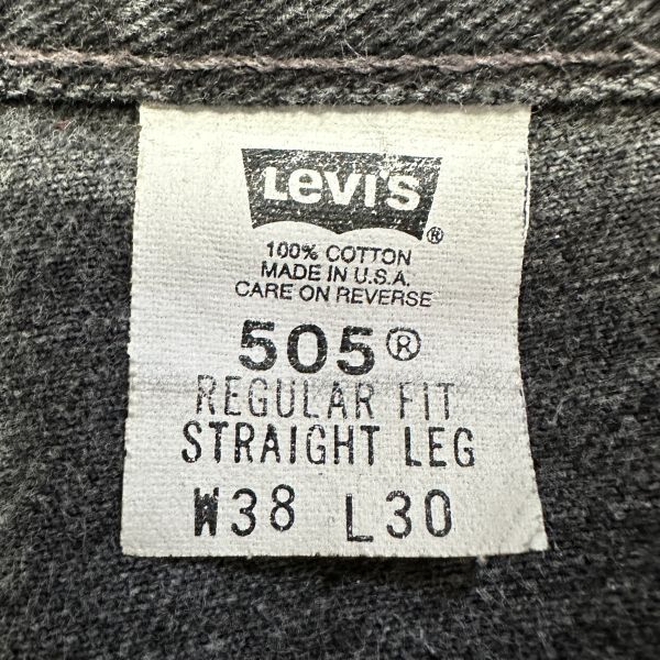 USA製 Levi's 505 ブラック デニム パンツ W38×L30 黒 サルファ 後染め スーパー リーバイス 501 519 80s 90s 00s オールド ビンテージ_画像2