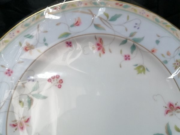 18CM 新品未使用◇自宅保管 ノリタケ 花更紗 ブルー ケーキプレート Noritake Hanasarasa_画像2