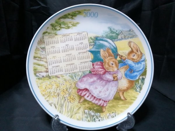 20CM 未使用◇自宅保管 ウェッジウッド ピーターラビット 2000 カレンダー イヤー プレート WEDGWOOD PETER RABBIT イギリス製の画像1