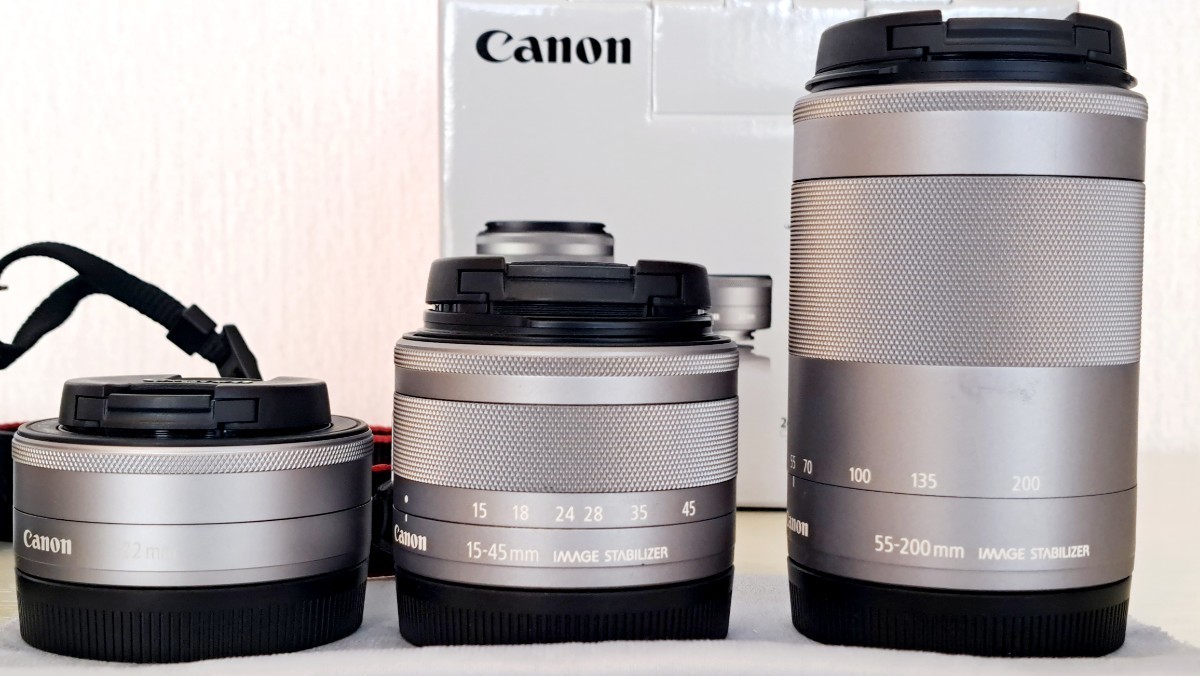 【canon キャノン EOS M200】【トリプルレンズ】ダブルレンズキット+望遠 EF-M12-45mmF3.5-6.3 EF-M22mmF2EF-M 55-200mm_画像2