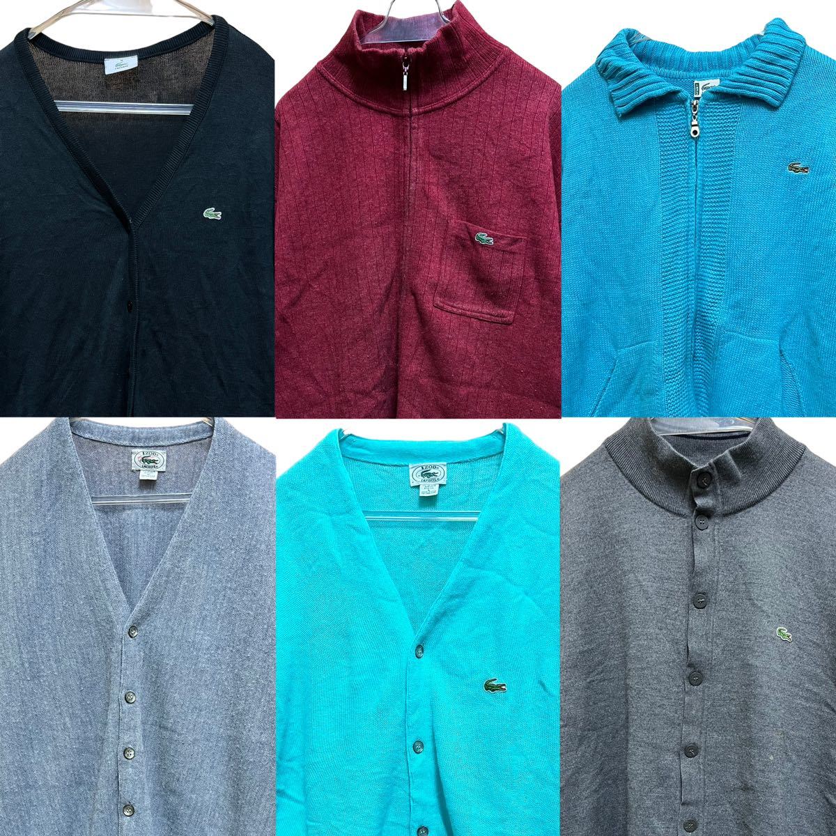 USA古着卸 洗濯済 LACOSTE カーディガン 6着 セット ラコステ cardigan 素材MIX まとめ売り 1円スタート 卸売 アメリカ古着 plywood 01_画像1