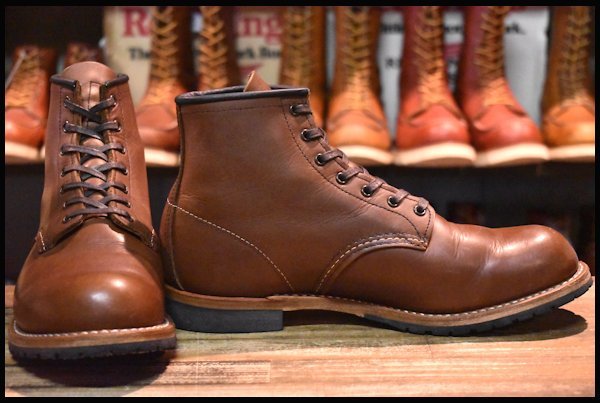 【9D 美品 17年】レッドウィング 9161 TYPE-B ブラウン 茶 ブーマー ビブラム プレーントゥ レースアップ ブーツ redwing HOPESMORE_画像2