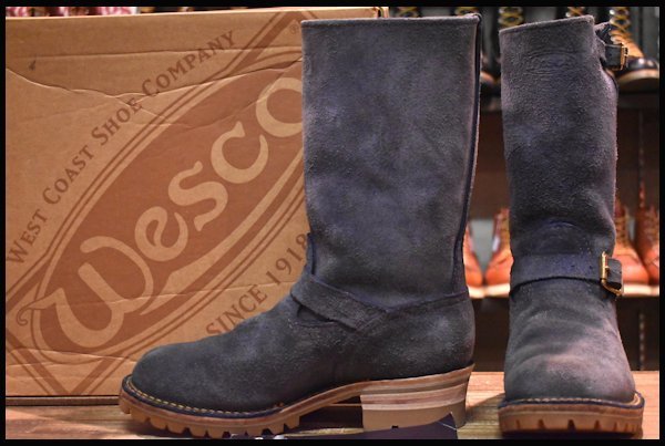 [8E с ящиком хорошая вещь 15 год ]WESCO Wesco custom Boss темно-синий черновой наружный мед подошва 11 дюймовый высота engineer boots HOPESMORE