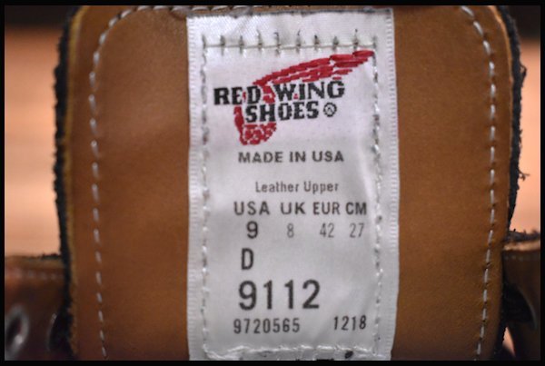【9D 良品 18年】レッドウィング 9112 黒スエード ポストマン オックスフォード ブラック 短靴 編み上げ ブーツ redwing HOPESMORE_画像9