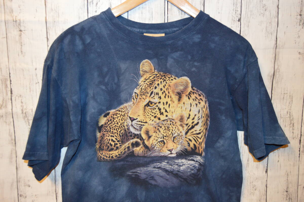 ◆ THE MOUNTAIN ザ・マウンテン アニマル柄 Tシャツ 豹イラスト XL 紺系ボディの画像3