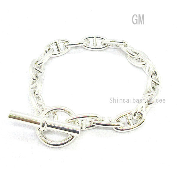 経典 シェーヌダンクル エルメス 》 新品 《 GM バングル ブレスレット チェーン シルバー シルバー製 17コマ ブレスレット、バングル