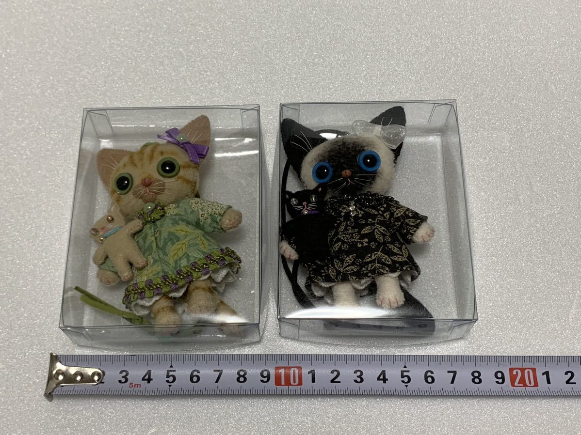 猫キーホルダー・ぬいぐるみ ・ネコ人形　2匹セット　ハンドメイド品　新品未使用　送料185円_画像8