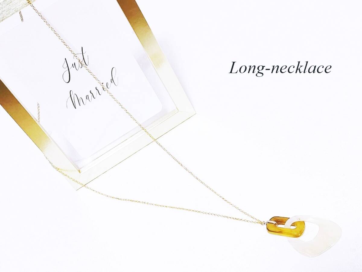 ⚜ ロングネックレス Long-Necklace 【 ホワイトxベージュ 】新品_画像2