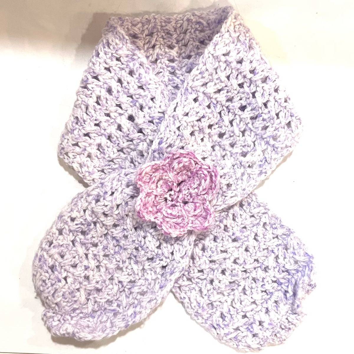  tippet Mini muffler purple flower knitted 24022110