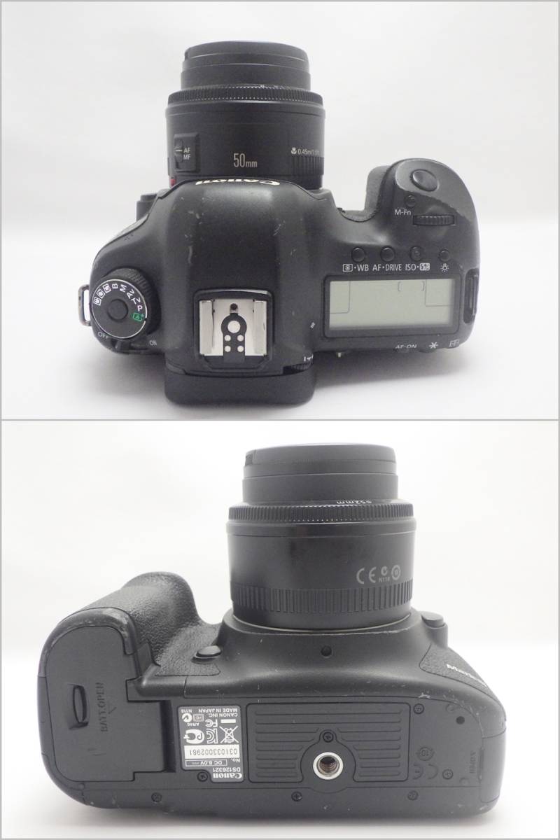 B23-2970【ジャンク】Canon キャノン EOS5D Mark3 本体+レンズ（EF 50mm 1:1:8 Ⅱ）/バッテリー/充電器（LC-E6）付き ※動作未確認_画像5
