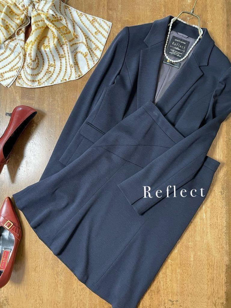 極 美品 Rifrect リフレクト 匠 ジャケット スカート セットアップ 紺 Mサイズ 日本製 極上素材 美シルエット 卒業式 入学式 セレモニー