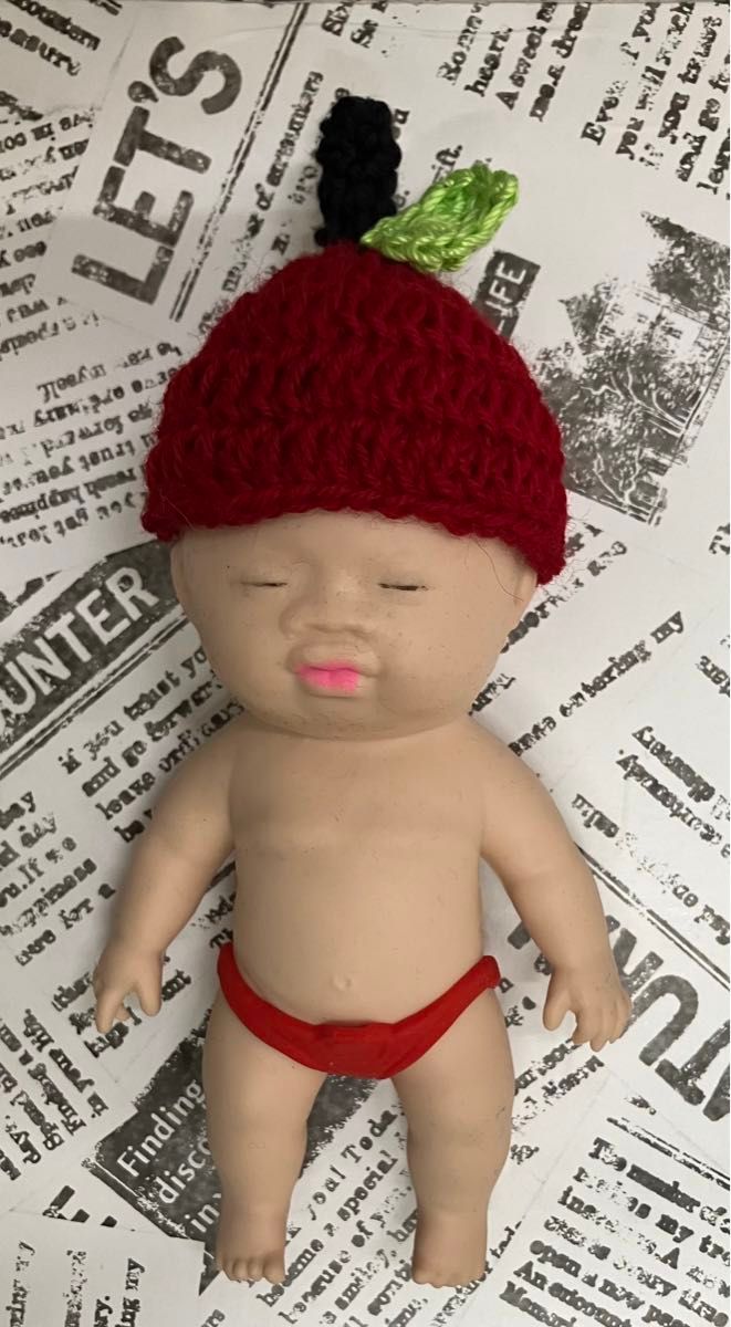 お人形の帽子　頭まわり16センチのアグリーベイビーズサイズ 赤ちゃんスクイーズ