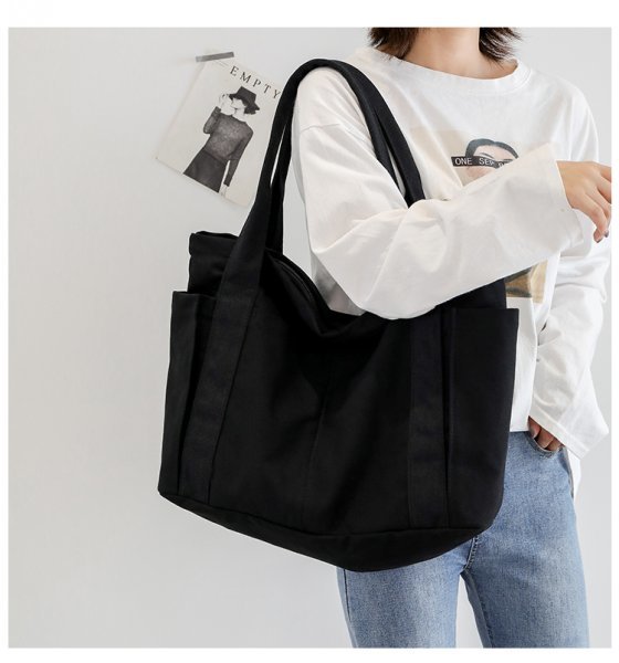  new goods * prompt decision canvas canvas tote bag lady's mother z crime prevention high capacity shoulder .. shopping bag handbag black black b962Richkk01z