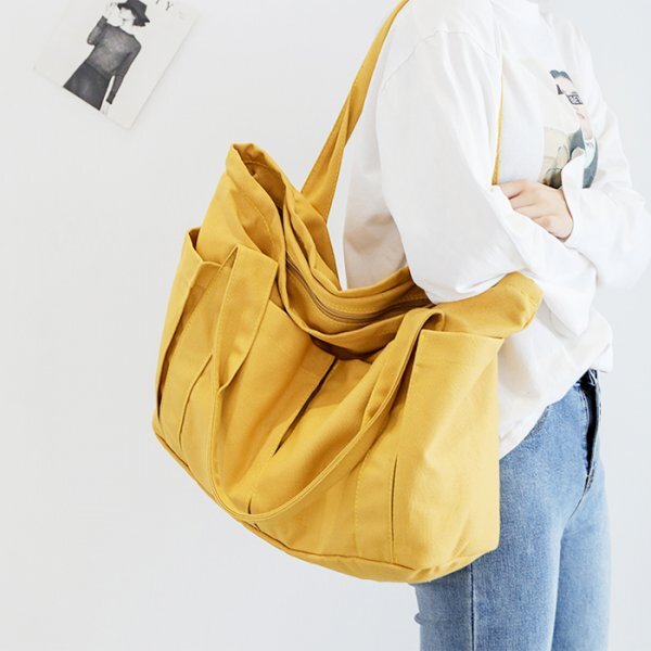  new goods * prompt decision canvas canvas tote bag lady's mother z crime prevention high capacity shoulder .. shopping bag handbag yellow color yellow b962YE01z