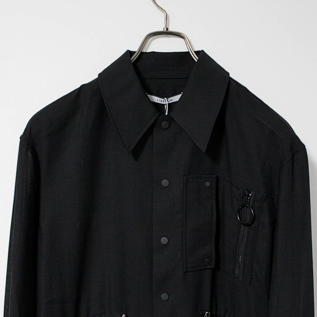 新品 LIBERUM リベルム 定価49500円 ウールシャツ ハーフコート Mサイズ 黒　Ｋ3262