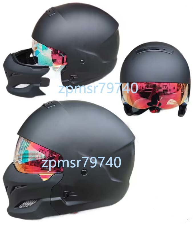 フルフェイスヘルメット　スコーピオン風ヘルメット　ジェットヘルメット　ハーレーヘルメット　M～XXLサイズ選択可　艶黒　多機能　変身_画像6