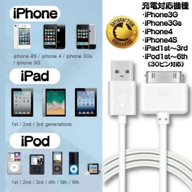 iPhone iPad iPod 充電ケーブル 旧型 Dock 充電器 ドックコネクタ iPhone iPad iPod 充電器 Dockケーブル ドックケーブル Q01_画像2