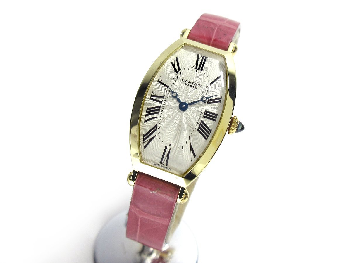 【カルティエ】最上級ライン CPCP コレクション プリヴェ カルティエ パリ トノーSM シルバー レディース 手巻 時計 K18YG無垢 A101の画像1