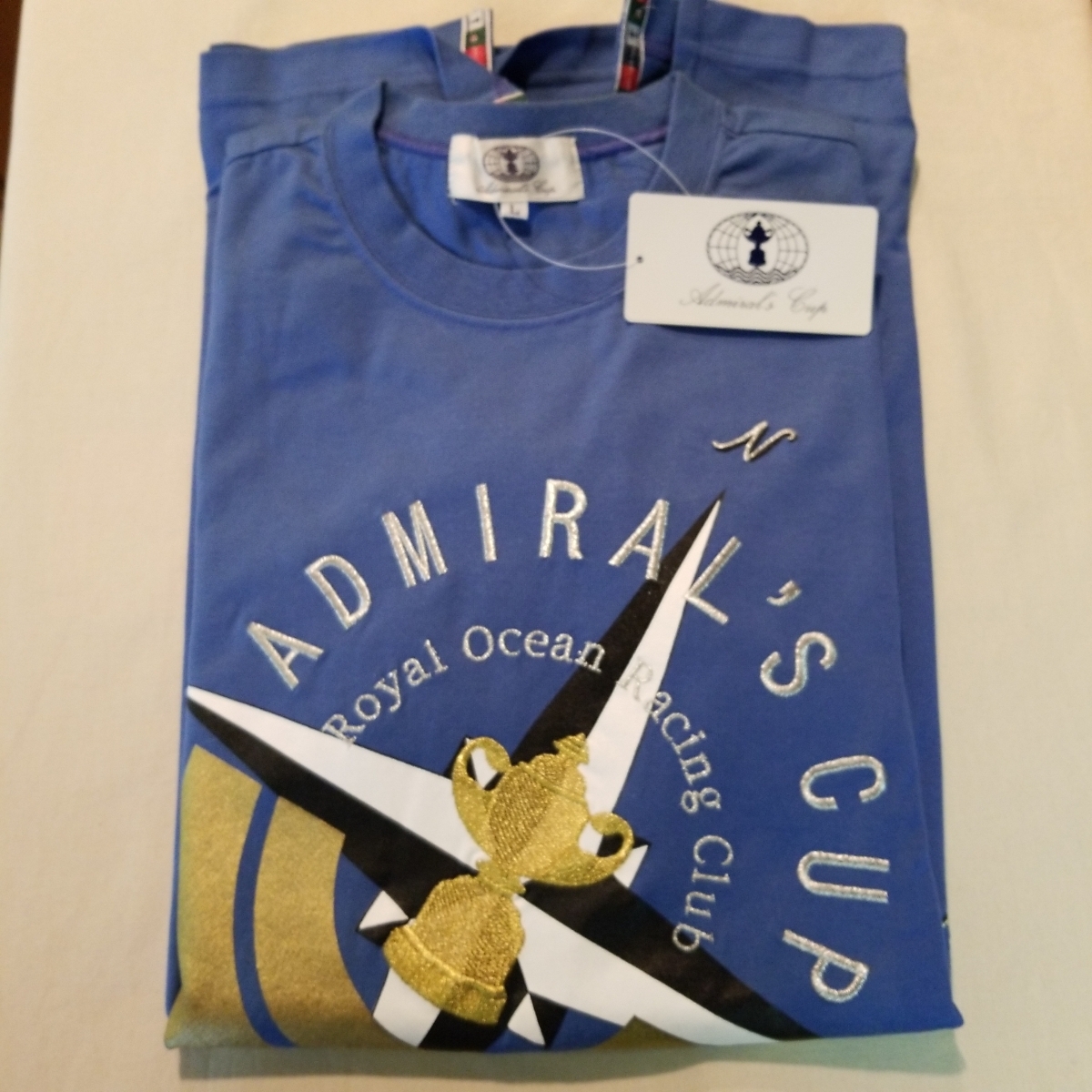 新品Admirals Cupメンズ長袖Tシャツ/定価￥16500(15000+税)/ブルー/ゆったりLサイズ/日本製