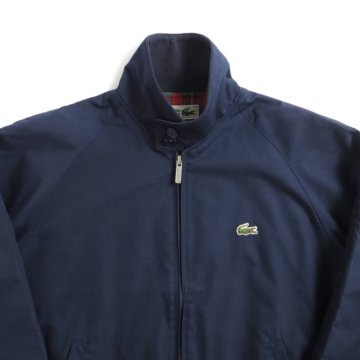 ラコステ Lacoste スイングトップ ブルゾン 裏地チェック柄 ネイビー 美品 メンズ