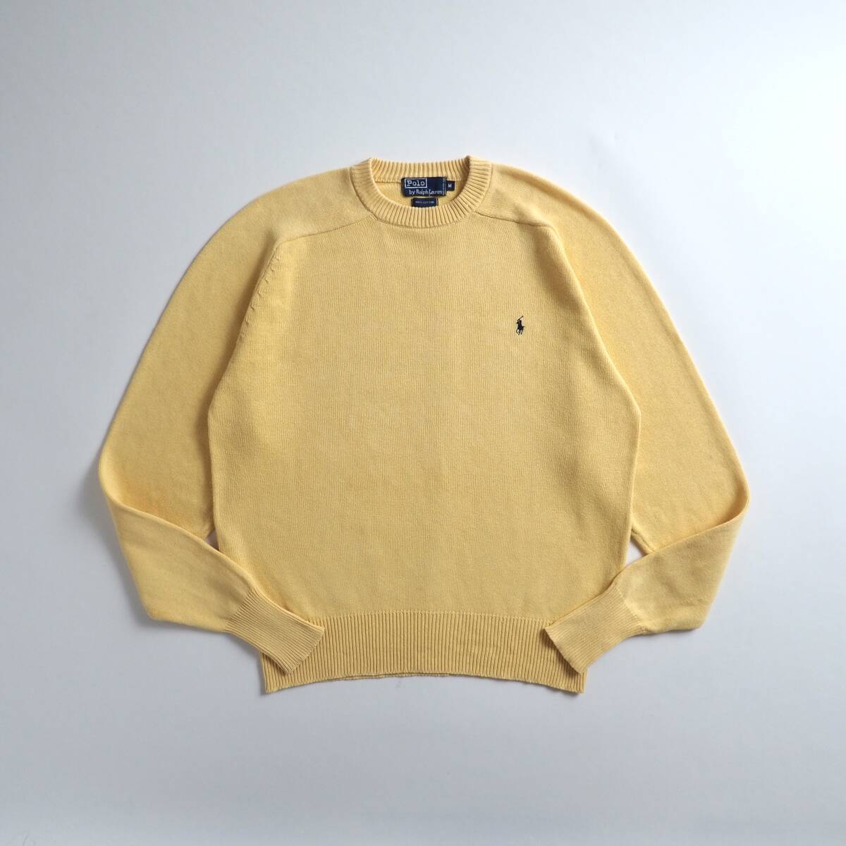 ラルフローレン　Ralph Lauren　コットン１００％　ニット　セーター　イエロー　美品　メンズ_画像1