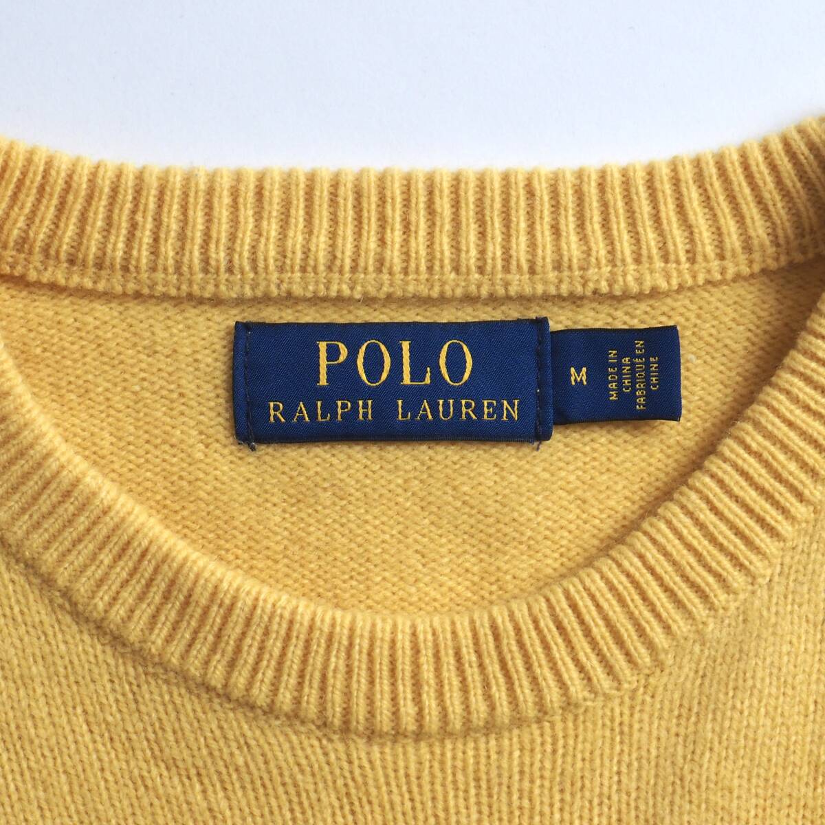 ラルフローレン　Ralph Lauren　ウール１００％　ニット　セーター　イエロー　美品　メンズ