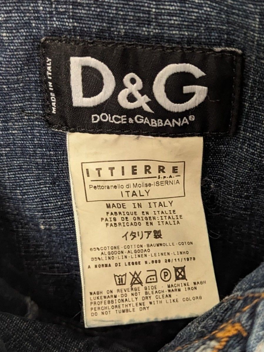 D&G ドルチェ＆ガッバーナ デニムジャケット サイズM程度 Ｇジャン ドルガバ 大ロゴ イタリア製 メンズ