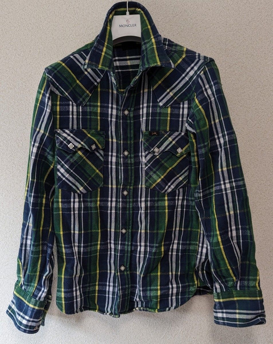 LEE 緑チェックシャツ サイズS コットン100% 厚手シャツ グリーン アメカジ  長袖