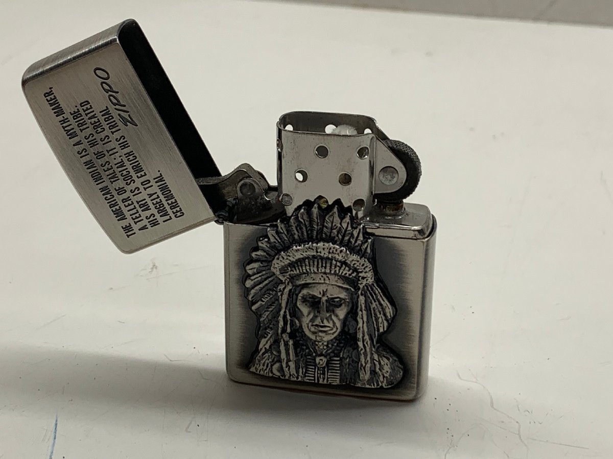 ZIPPO ジッポー アメリカン インディアン American Indian メタル貼り USA製　箱付き_画像4