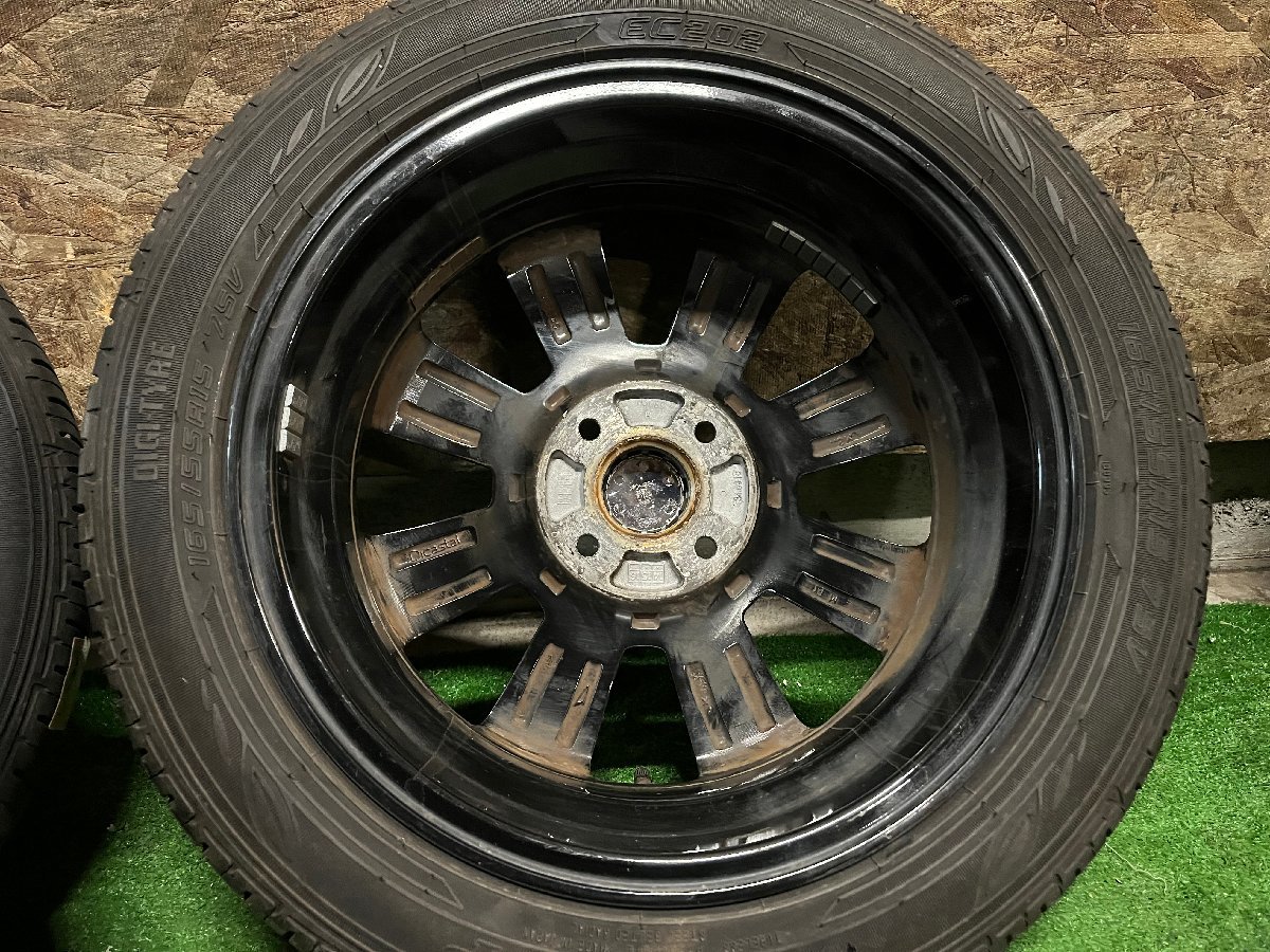 ダイハツ タント 純正 15インチ 4.5J +45 PCD100 4H 165/55R15 DUNLOP EC202 2022年製 夏タイヤ タイヤホイール 4本セット H_画像10