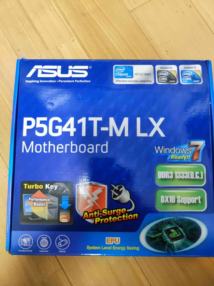 ＡＳＵＳ　マザーP5G41T-M LX 謎のＣＰＵ　ＤＤＲ３メモリ　６４Ｇ　SSD　ケースFAN　内蔵カードリーダー　asus未使用シール　全部付き_画像1