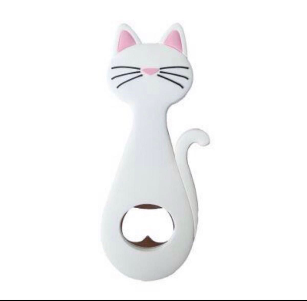 新品　猫栓抜き　大きくて使いやすい　ホワイト　オープナー　キッチン用品　猫型栓抜き　マグネット式　猫雑貨　猫小物