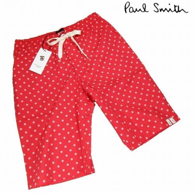 ◇U184 新品 ポールスミス Paul Smith ショートパンツ 【 L 】オレンジ系　ブランドロゴ　ドット柄　ハーフパンツ_画像1