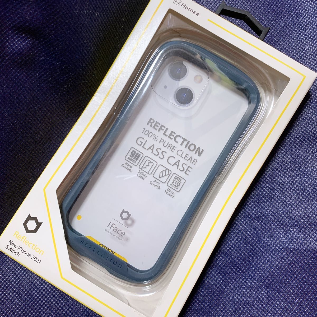 13mini iFace リフレクション　ネイビー　紺　iPhone ケース クリア 透明 アイフェイス Reflection