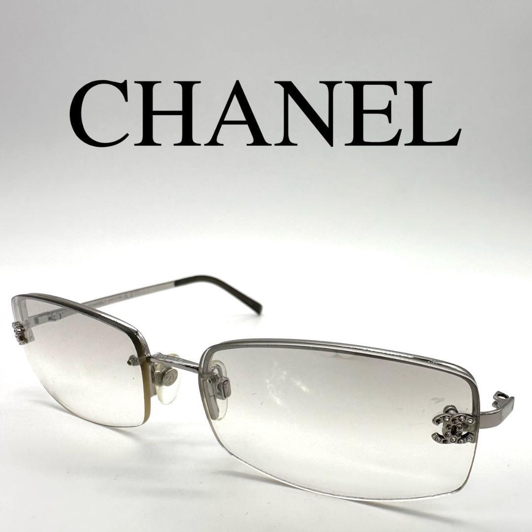 CHANEL シャネル サングラス メガネ ラインストーン ココマーク シルバー_画像1