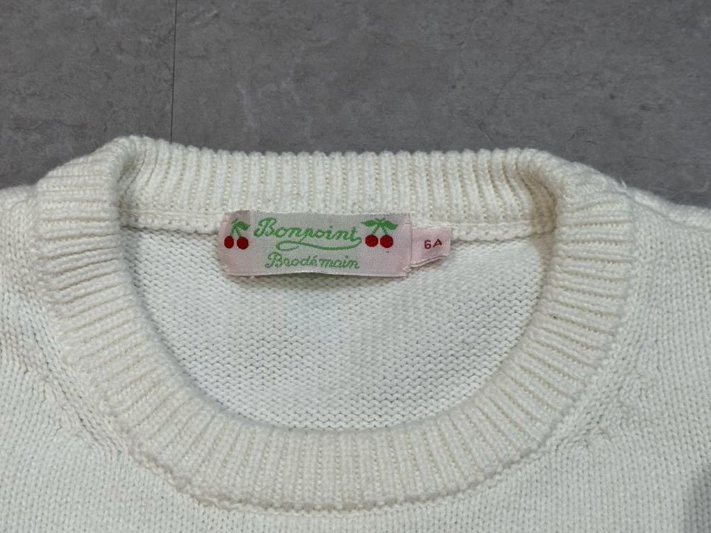 *BONPOINT Bonpoint embroidery short sleeves knitted pretty stylish 6A*