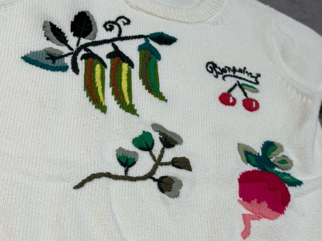 *BONPOINT Bonpoint embroidery short sleeves knitted pretty stylish 6A*