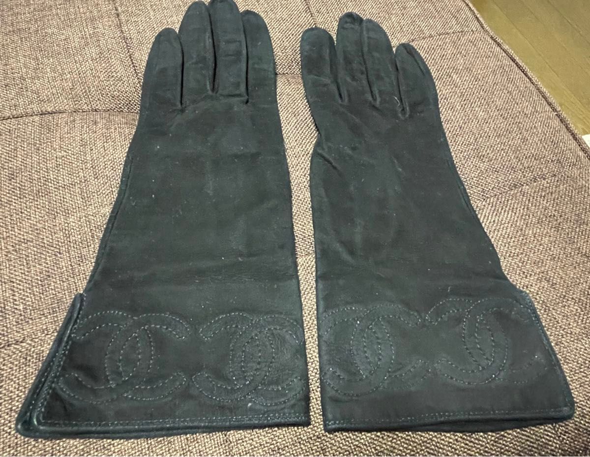 CHANEL 手袋 7 1 2 ブラック COCO マークステッチ スエード - 小物