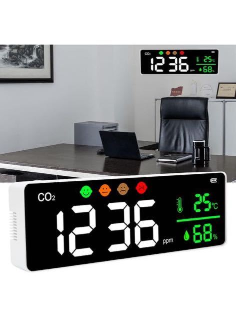 259(空気質モニター 壁掛け 高精度CO2濃度検出器 LEDスクリーン 4段階表示 デジタル_画像3