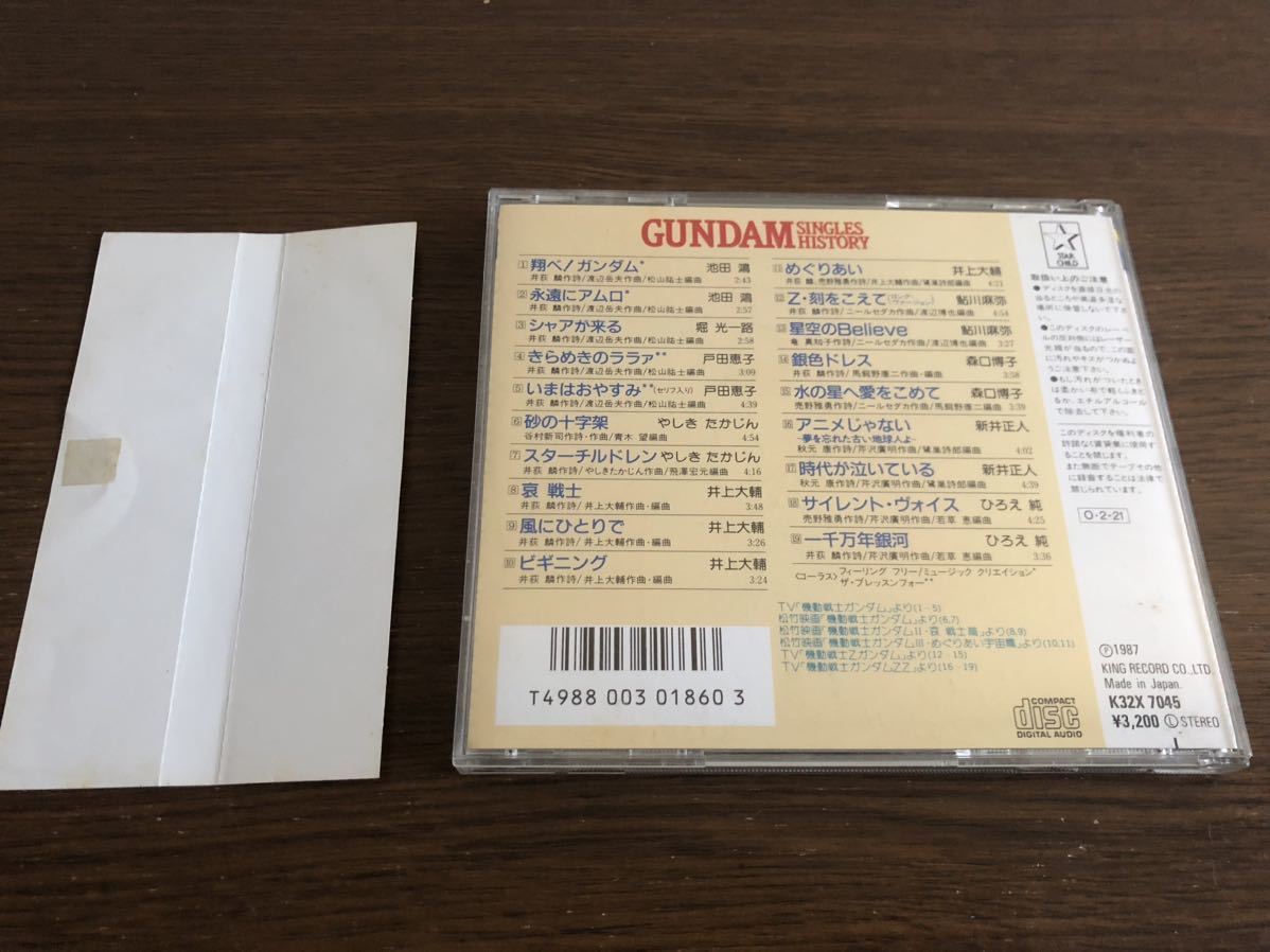 [GUNDAM SINGLES HISTORY]ORIGINAL SOUNDTRACK old standard K32X 7045 consumption tax inscription none obi attached 